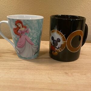 DISNEY 2 for 1 collectors mugs / cups. Disney Welcomes 2000 & Princess Ariel